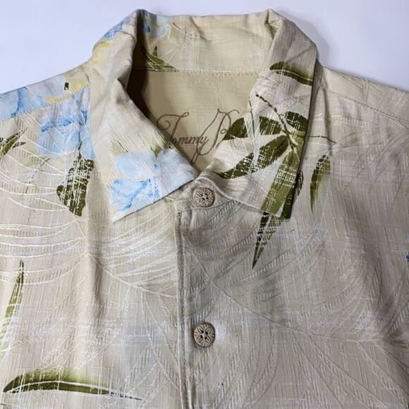 Tommy Bahama Yellow Palm Leaves Hibiscus‎ Flowers Hawaiian Silk Shirt Size XL - Picture 3 of 11